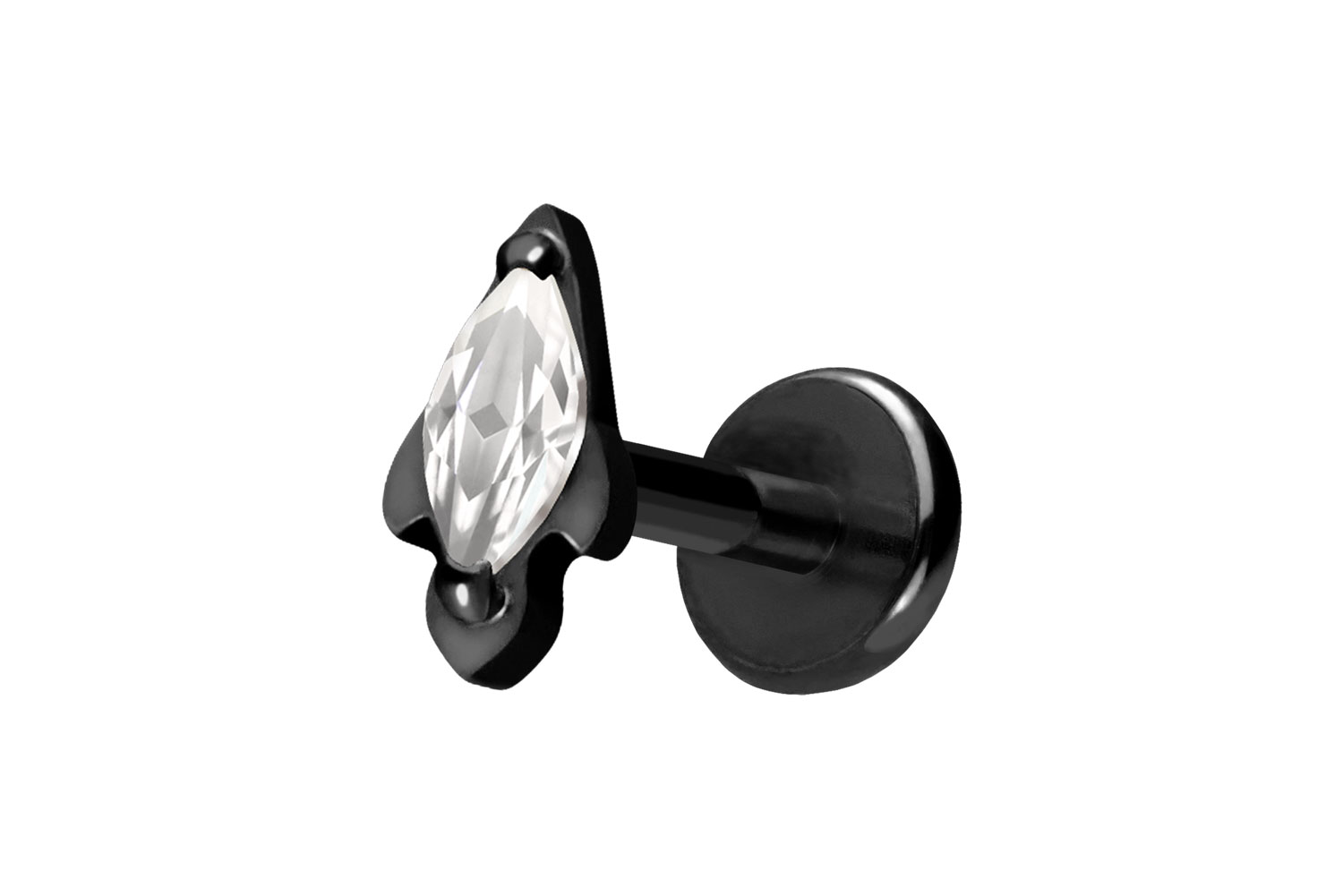 Titan Labret Piercing mit Push Fit KRISTALLRAKETE